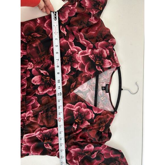 Torrid Babydoll Floral Dress Rose Print Sheer Long Sleeve Sz 2 Whimsigoth Fairy - Picture 8 of 10